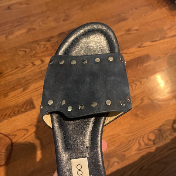 Nanda Studded Suede Flat Slide Sandals, Navy - Picture 5 of 8